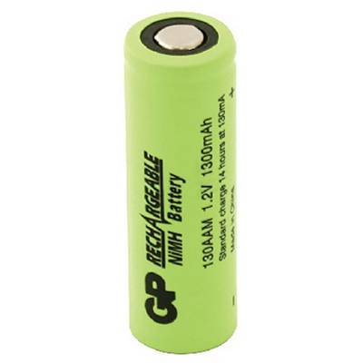 Zelena, punjiva NiMH baterija s natpisom 'GP Rechargeable, 1300mAh, 1.2V'.