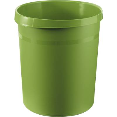 Zelena plastična kanta za smeće bez vidljivog sadržaja, pred neutralnom pozadinom.