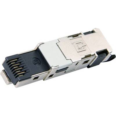 'Mrežni utikač s metalnim kućištem, kompatibilan s Ethernet sustavima, prikazuje priključke za umetanje u odgovarajući port.'