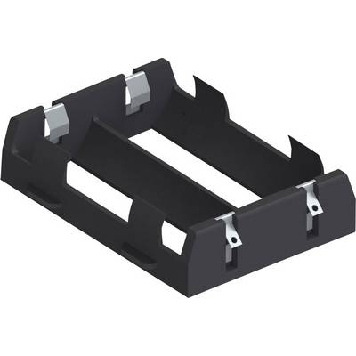 Pravokutni, crni plastični nosač s metalnim kopčama sa strana, dizajniran za stabilno pričvršćivanje predmeta.