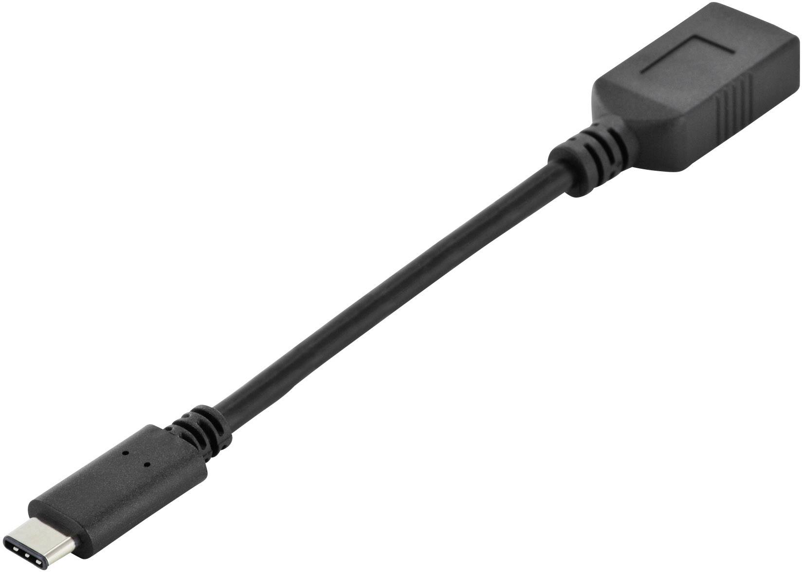 Crni USB-C na USB-A adapter kabel, koristan za povezivanje uređaja s različitim USB priključcima.