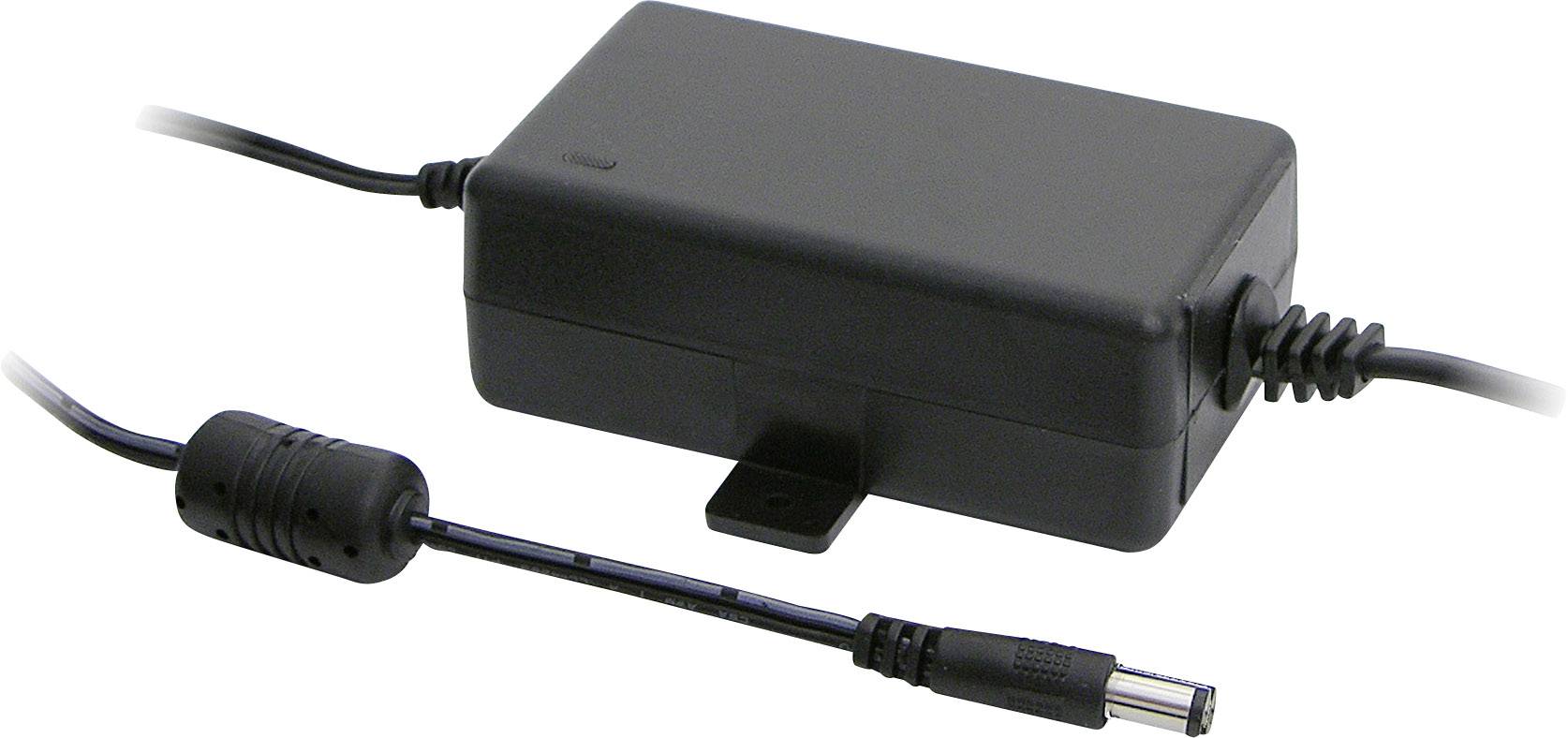 Crni mrežni adapter sa snažnim kabelom i koaksijalnim utikačem na kraju, pogodan za elektroničke uređaje poput prijenosnih računala ili monitora.