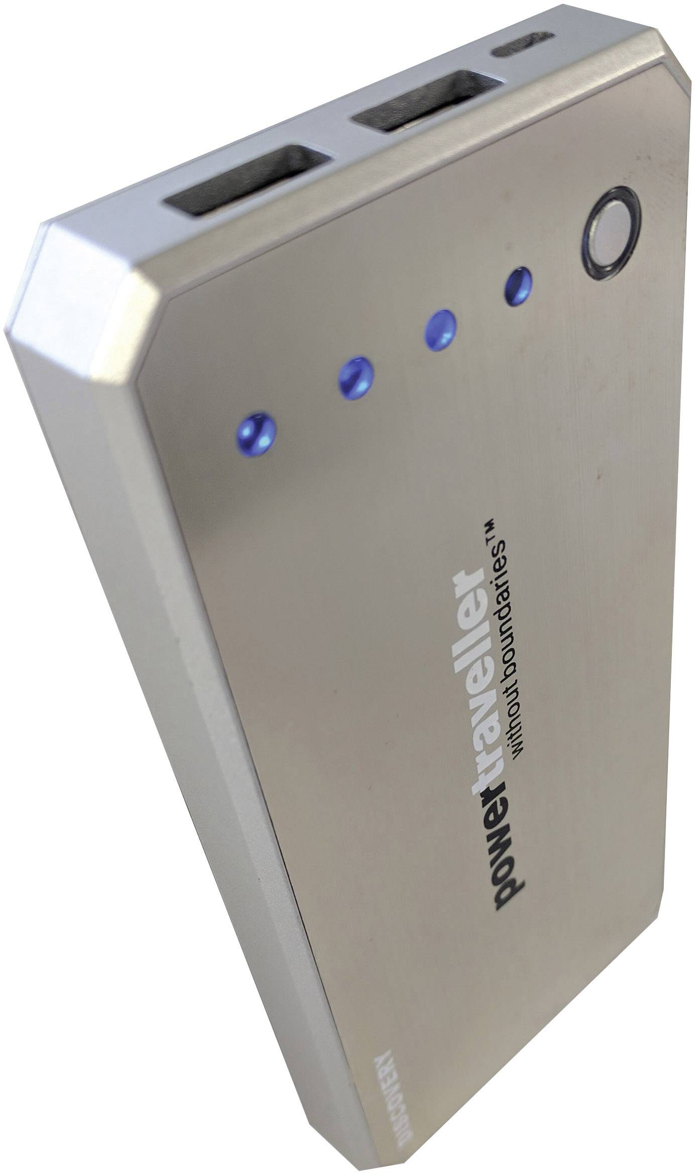 Power Traveller Discovery powerbank (rezervna baterija) 6000 mAh LiPo plemeniti čelik, crna Outdoor, prikaz statusa-5