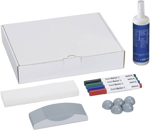 Maul set pribora za bijelu ploču 6386099 (Š x V) 238 mm x 58 mm karton s 4 flomastra, brisač table, čistač, 5 okruglih magneta