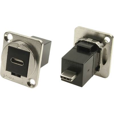 Dvije crne USB-C utičnice u srebrnom kućištu, jedna prikazana frontalno, druga sa strane, pogodne za montažu na zid.