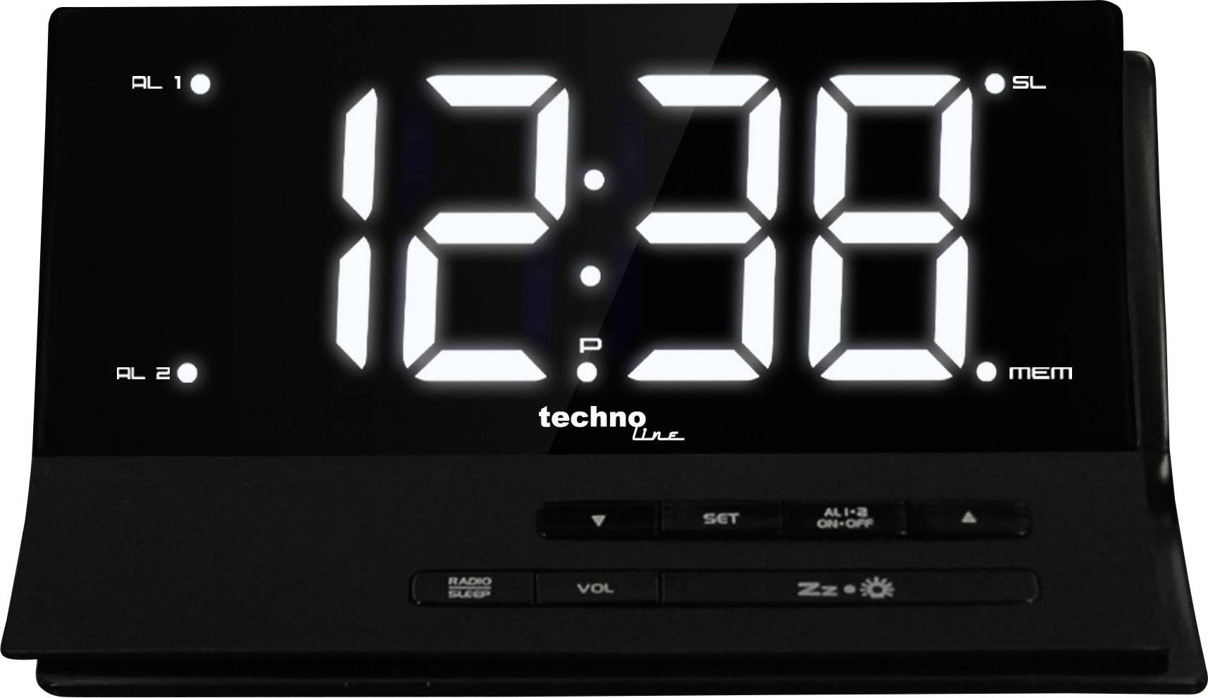 Techno Line WT 482 Wekker Zendergestuurd Zwart Alarmtijden 2 2 timertijden