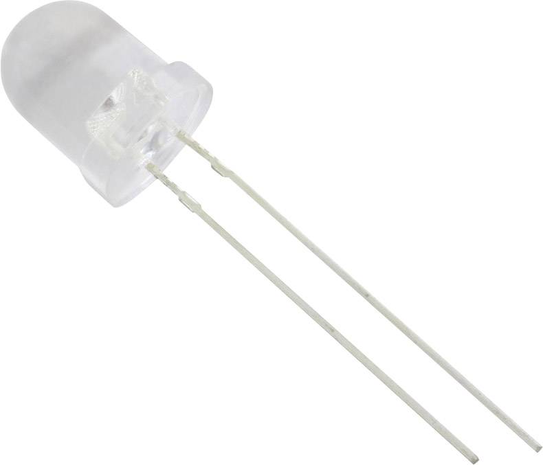 Prozirna LED s dva istaknuta metalna priključka.
