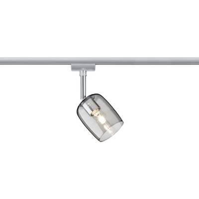Jedna stropna lampa s metalnim nosačem i polu-prozirnim, dimno-sivim sjenilom, u kojoj se nalazi žarulja.