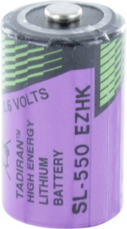 Lila litij baterija s crnim tekstom: 'Tadiran High Energy', '3,6 volti', 'SL-550 EZHK'.