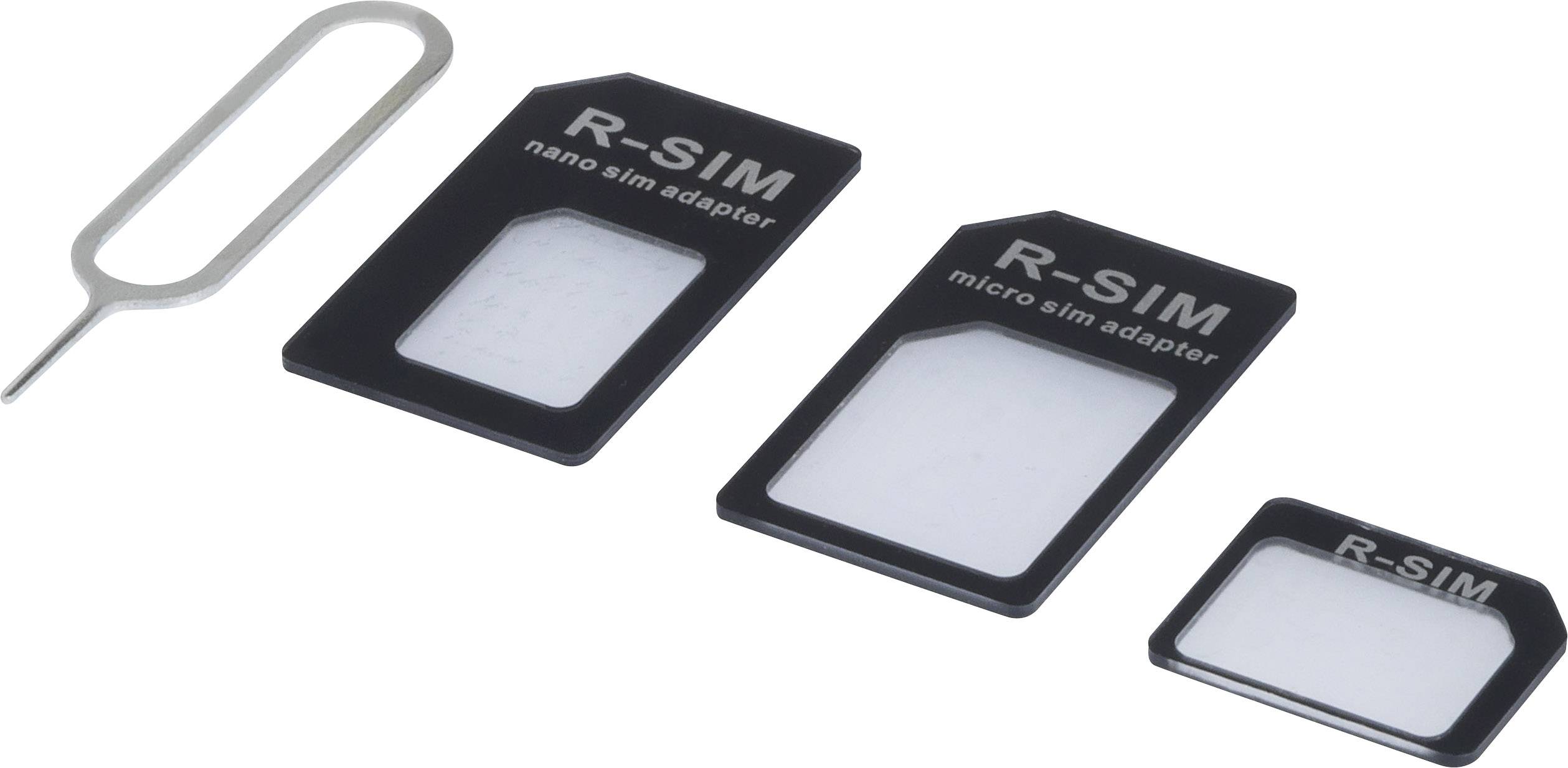 Tri SIM-kartična adaptera pokraj alata za izbacivanje SIM kartice.