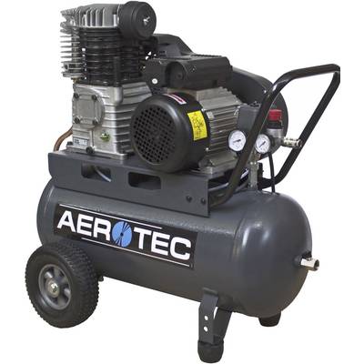 Prijenosni Aerotec kompresor s mjeračem tlaka i dva kotača.