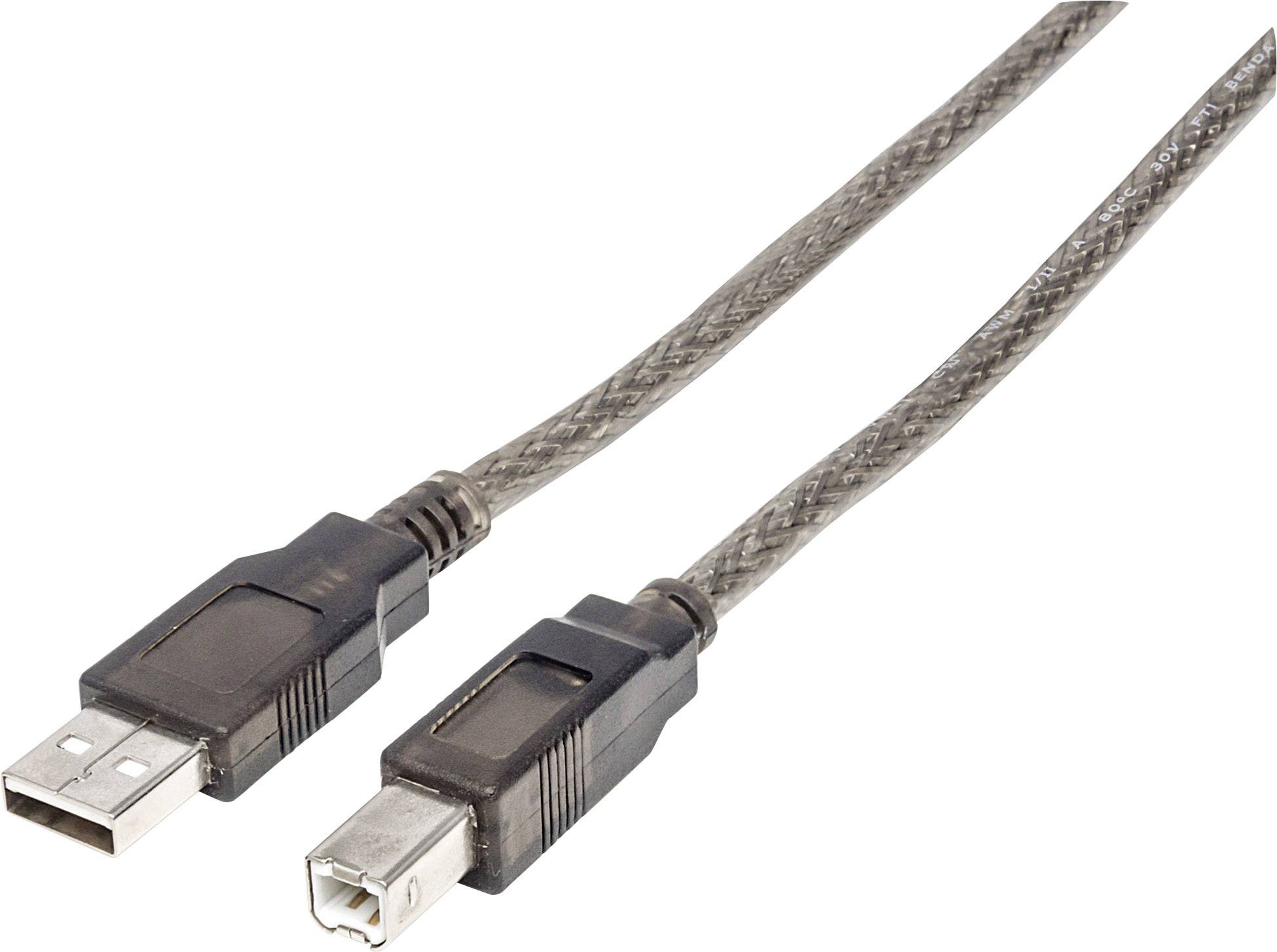 Manhattan USB kabel USB 2.0 USB-A utikač, USB-B utikač 15.00 m crna okrugli, s LED 152389