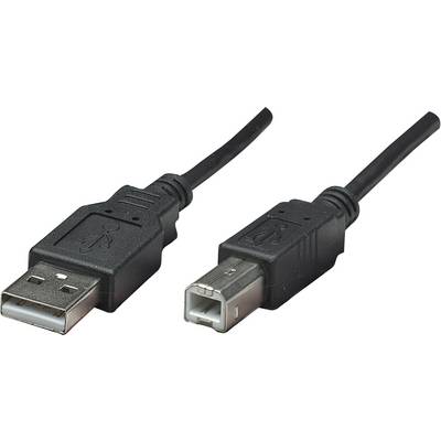USB kabel s dva različita priključka: lijevo standardni USB utikač, a desno kvadratni USB-B utikač.