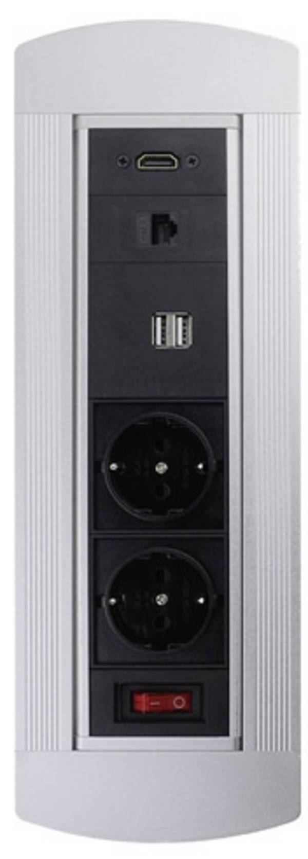 LEDmaxx 105950  ugradbena utičnica  s HDMI, s prekidačem, s USB-om, s Cat6 utičnicom IP20 crna, krom boja