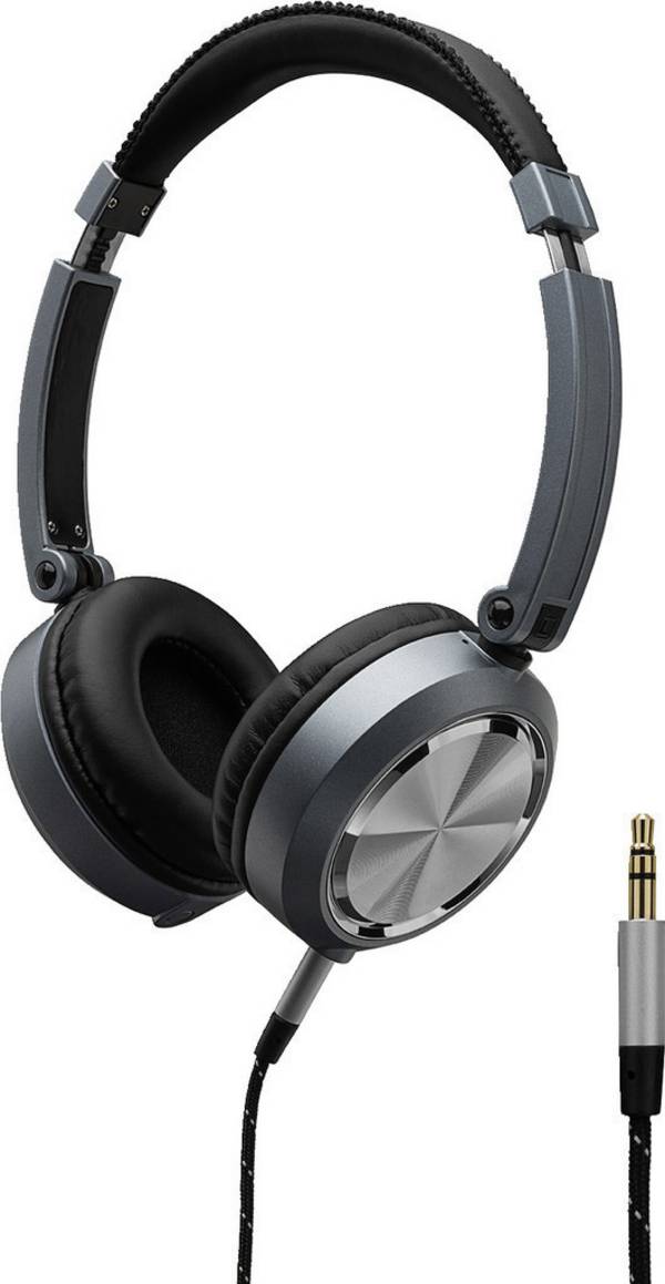 Monacor MD-460 Over Ear slušalice žičani crna, srebrna okretni jastučiči za uši, sklopive