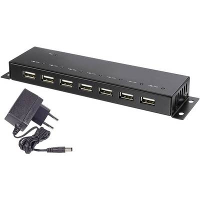 USB hub sa sedam priključaka i napajanjem za napajanje strujom. Pogodan za proširenje USB konektivnosti računala.