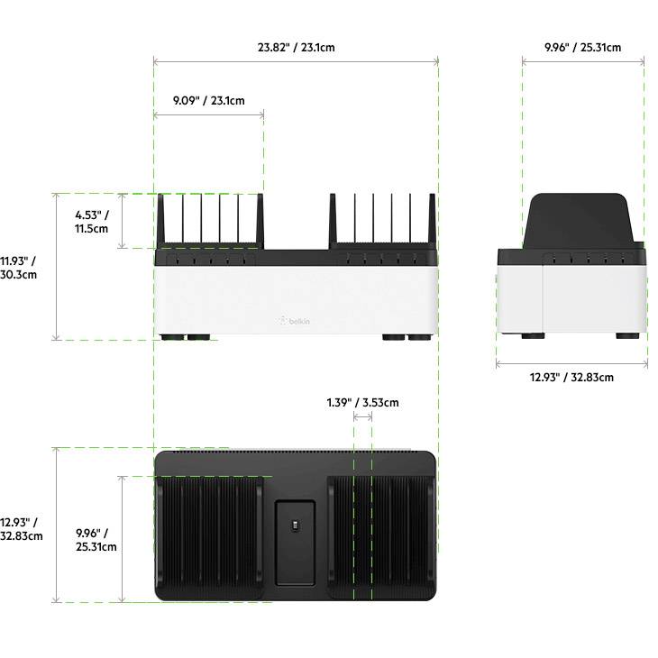 Belkin Store&Charge Base Bundle USB stanica za punjenje mrežni konektor, USB crna, bijela utičnica-11