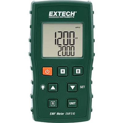 Digitalni mjerni uređaj za elektromagnetska polja tvrtke Extech za mjerenje elektromagnetskih polja, na zaslonu pokazuje '1200 µG 2000'.