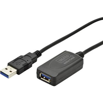 Crni USB 3.0 produžni kabel 'Digitus' s USB-A utikačem i utičnicom, pogodan za brze prijenose podataka.