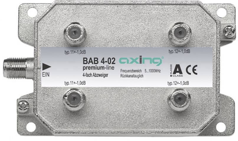 Axing BAB 4-02 Kabel-TV lasdoos 4-voudig 5 - 40 Mhz, 40 - 470 MHz, 470 - 862 MHz, 862 - 1006 MHz afbeelding