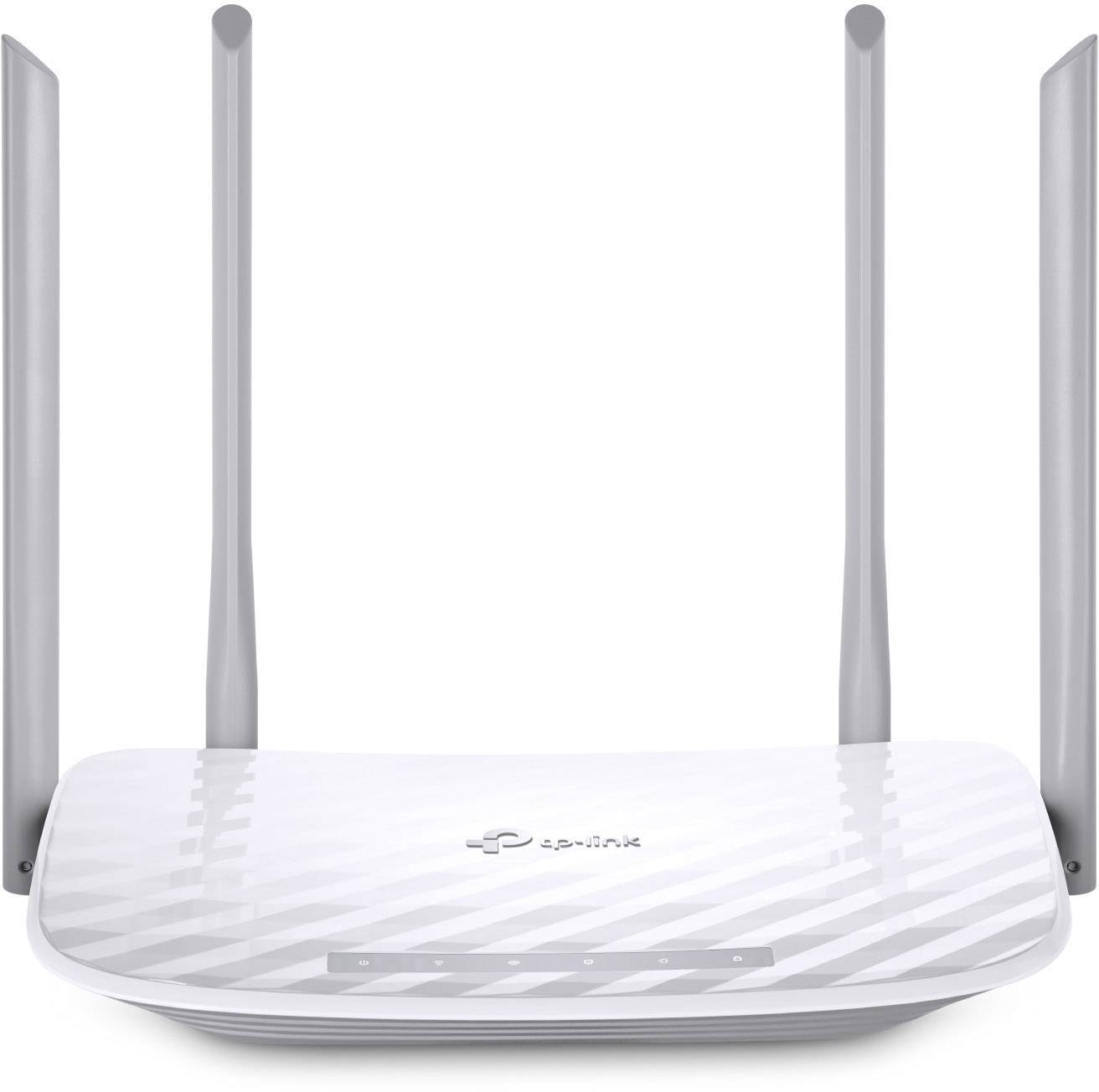 Bijeli WLAN router s četiri vertikalne antene, idealan za brz i stabilan internet u kućanstvima ili uredima.