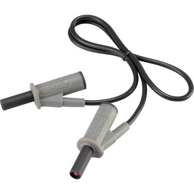 Crno mjerno kabel s dva utikača marke Voltcraft. Pogodan za elektroničke mjerne uređaje za precizno prikupljanje podataka.