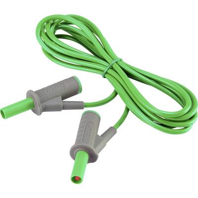 Zeleni mjerni kabel s dva identična priključka na krajevima, pogodan za električna mjerenja.