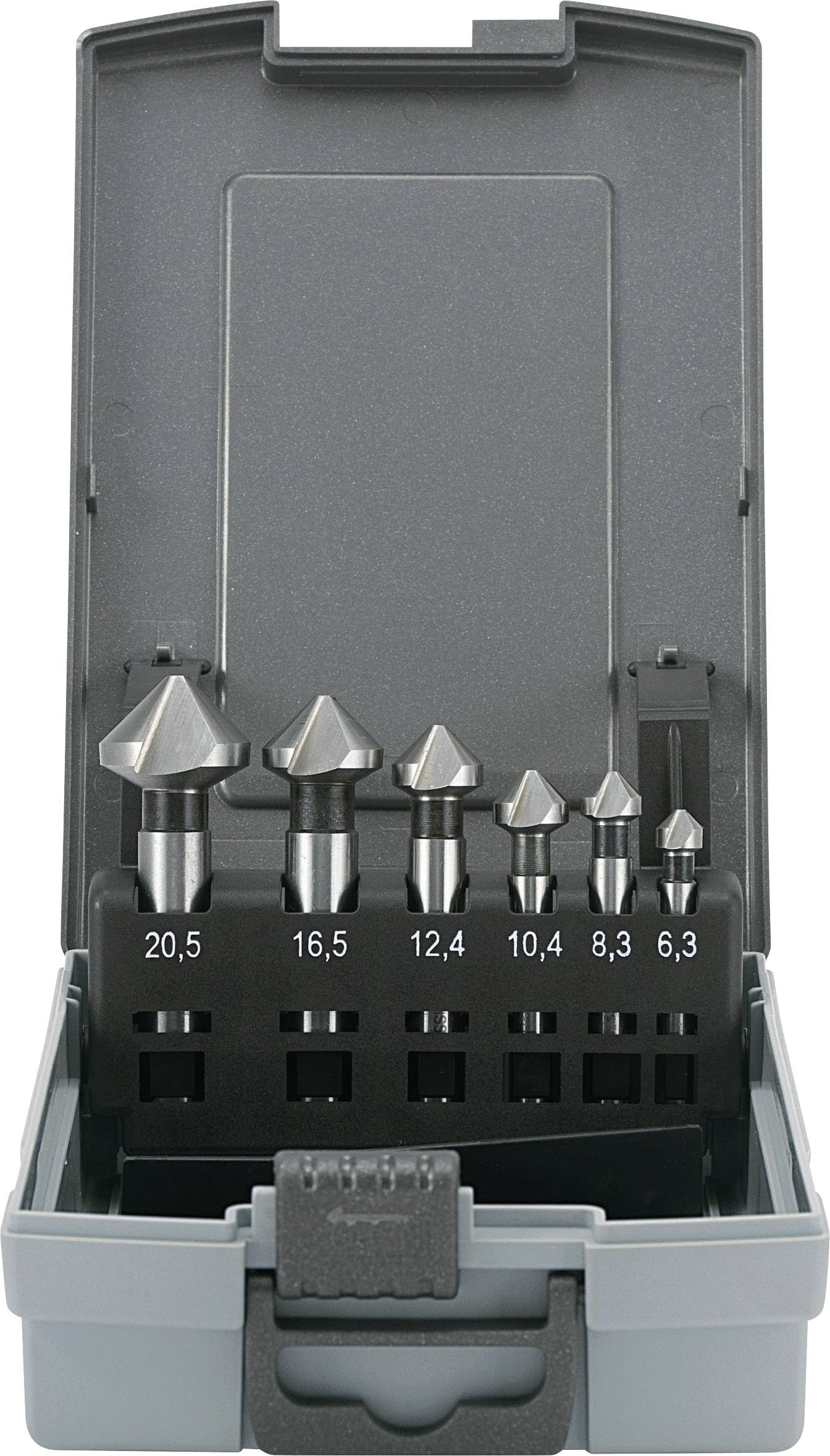 TOOLCRAFT 1614138 Kegelverzinkboorset 6-delig 6.3 mm, 8.3 mm, 10.4 mm, 12.4 mm, 16.5 mm, 20.5 mm HSS Cilinderschacht 1 stuk(s)