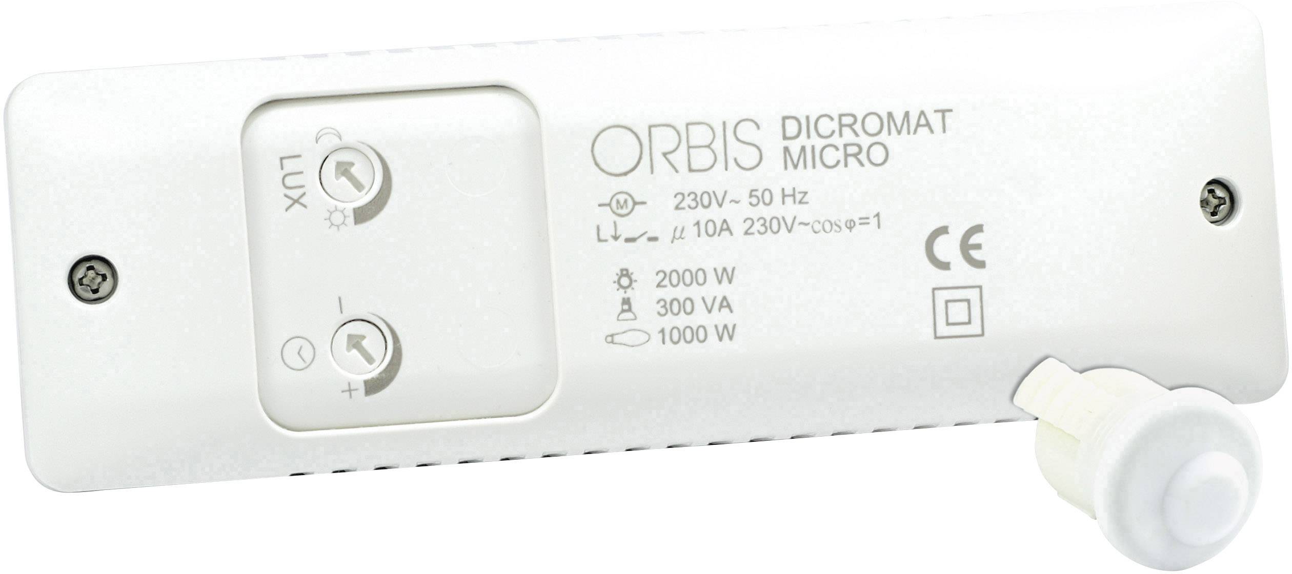 Elektronički uređaj: Orbis Dicromat Micro, napon 230V, frekvencija 50Hz, maksimalna snaga 2000W, CE oznaka vidljiva.