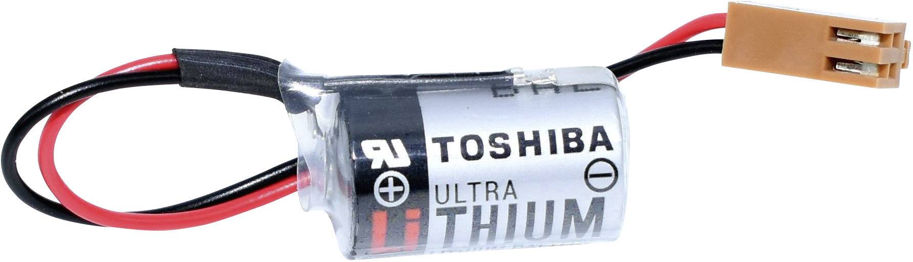 Srebrna Toshiba Ultra litij-baterija s crvenim i crnim kabelima te smeđim konektorom.