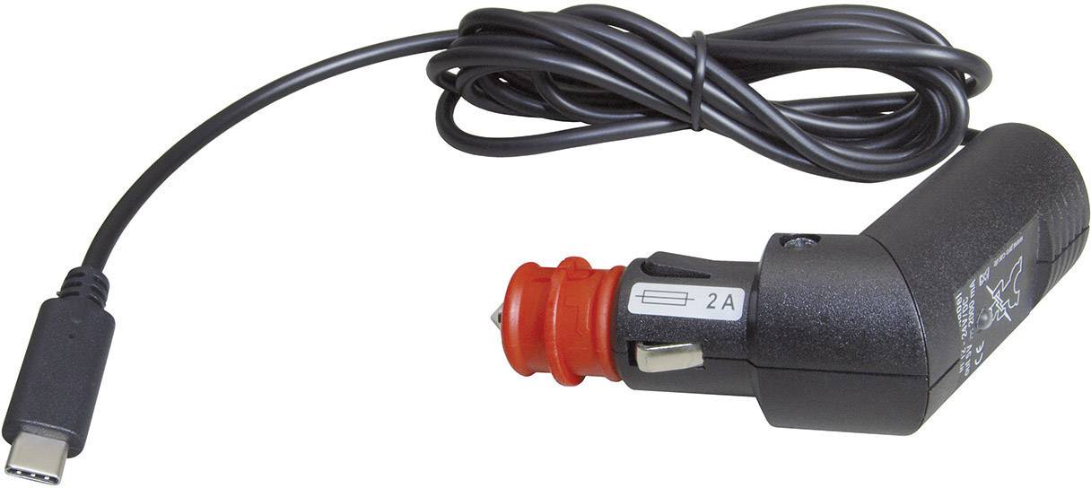 Punjač za automobil s USB-C priključkom, pogodan za punjenje elektroničkih uređaja u vozilu, crni kabel i utikač.