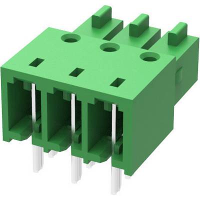 Zeleni, tročlani utikač za elektroničke uređaje. Prikazuje tri otvora i metalne štiftiće za montažu.