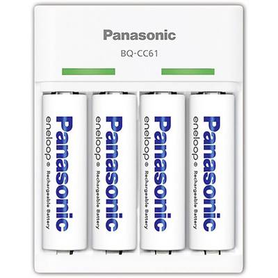 Punjač s četiri punjive baterije marke Panasonic, model BQ-CC61.