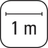 Simbolička slika koja prikazuje razmak od jedan metar, ilustrirana oznakom '1 m' i mjernom trakom.