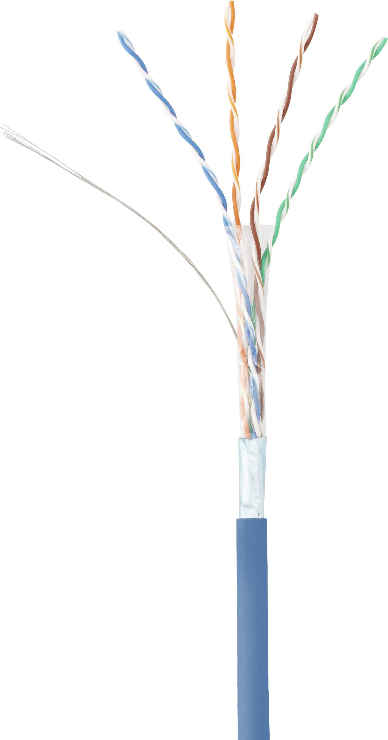 Otvoreni mrežni kabel s četiri uvrnuta žičana para u bojama plava, narančasta, zelena i smeđa, koji omogućava prijenos signala.