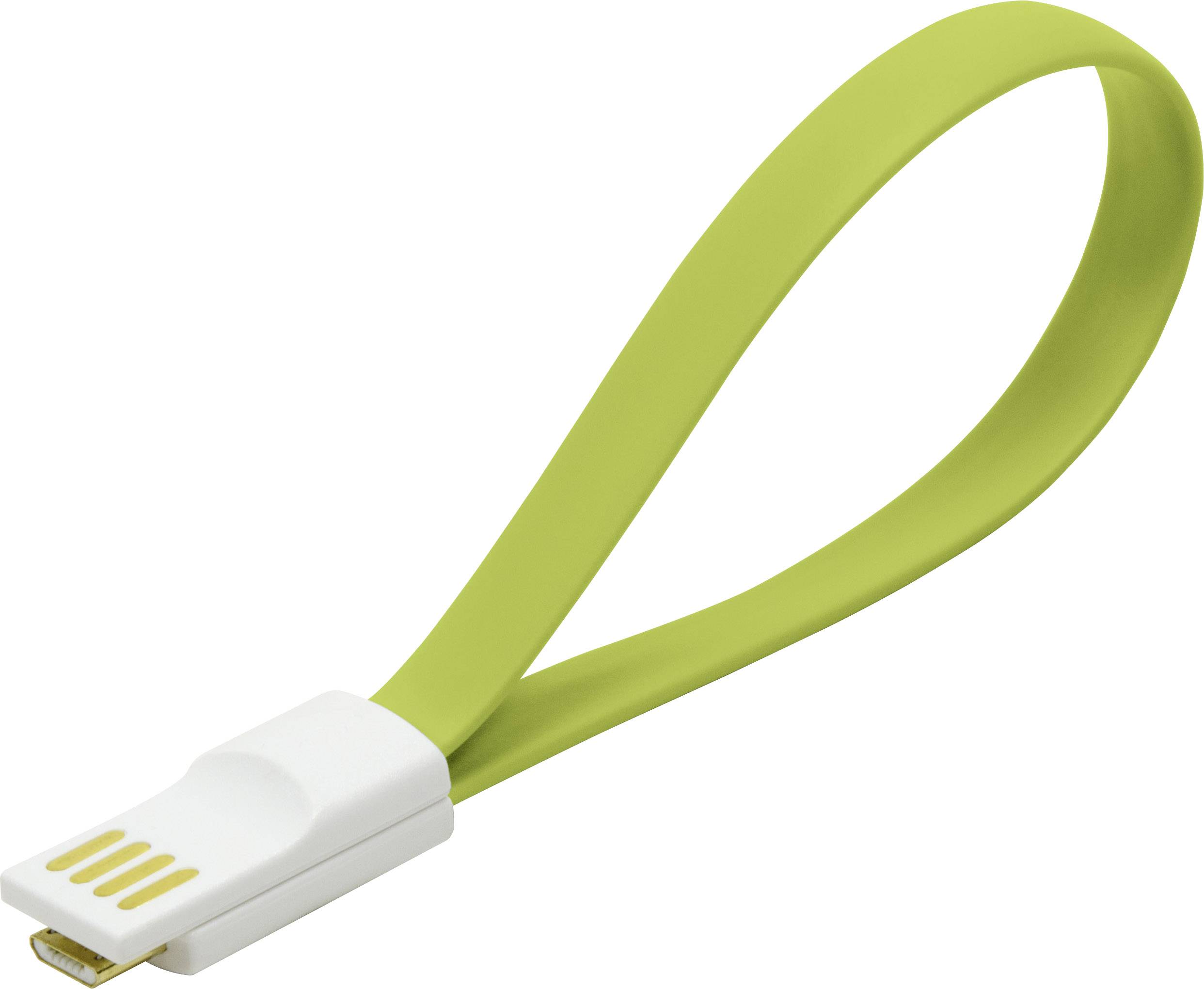 LogiLink USB kabel USB 2.0 USB-A utikač, USB-Micro-B utikač 0.22 m zelena magnet na krajevima kabela CU0086