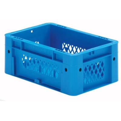 Plava plastična gajba s rešetkastim stijenama, porediva, pogodna za skladištenje i transport. Idealna za fleksibilno upravljanje zalihama.