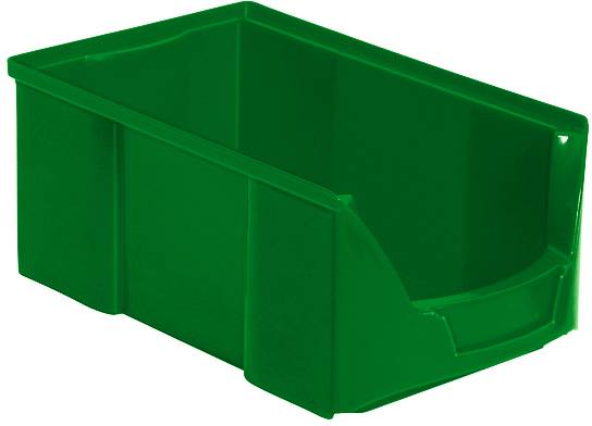 Zelena, pravokutna kutija za pohranu s otvorenom prednjom stranom, idealna za odlaganje malih predmeta.