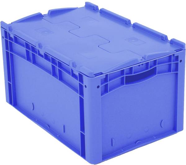 Plava kutija za pohranu s poklopcem, pogodna za slaganje i transport predmeta.