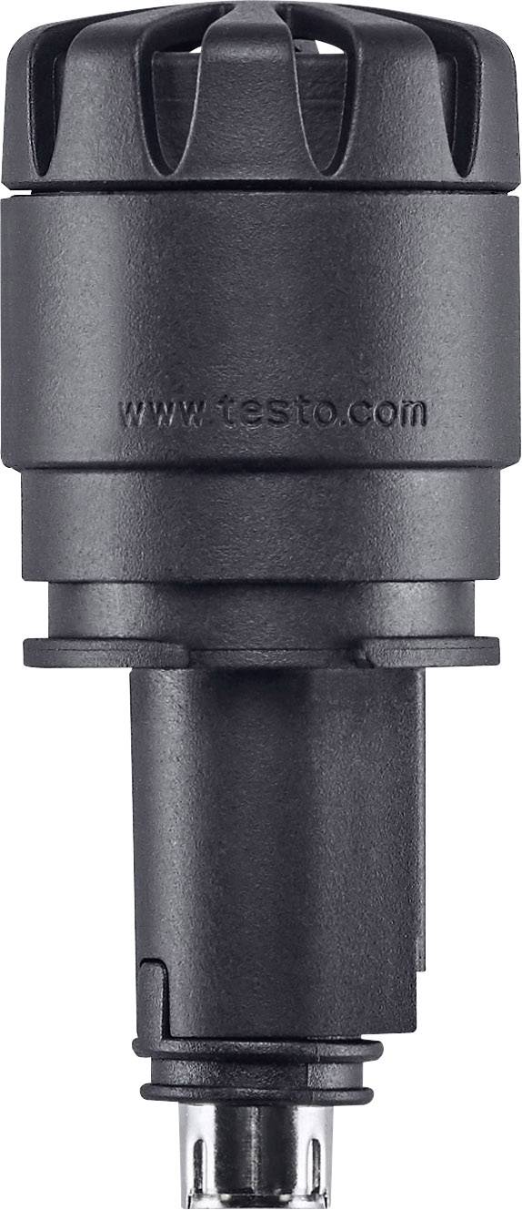 Crni senzor s natpisom 'www.testo.com', vjerojatno mjerni uređaj za okolišne ili klimatske podatke.