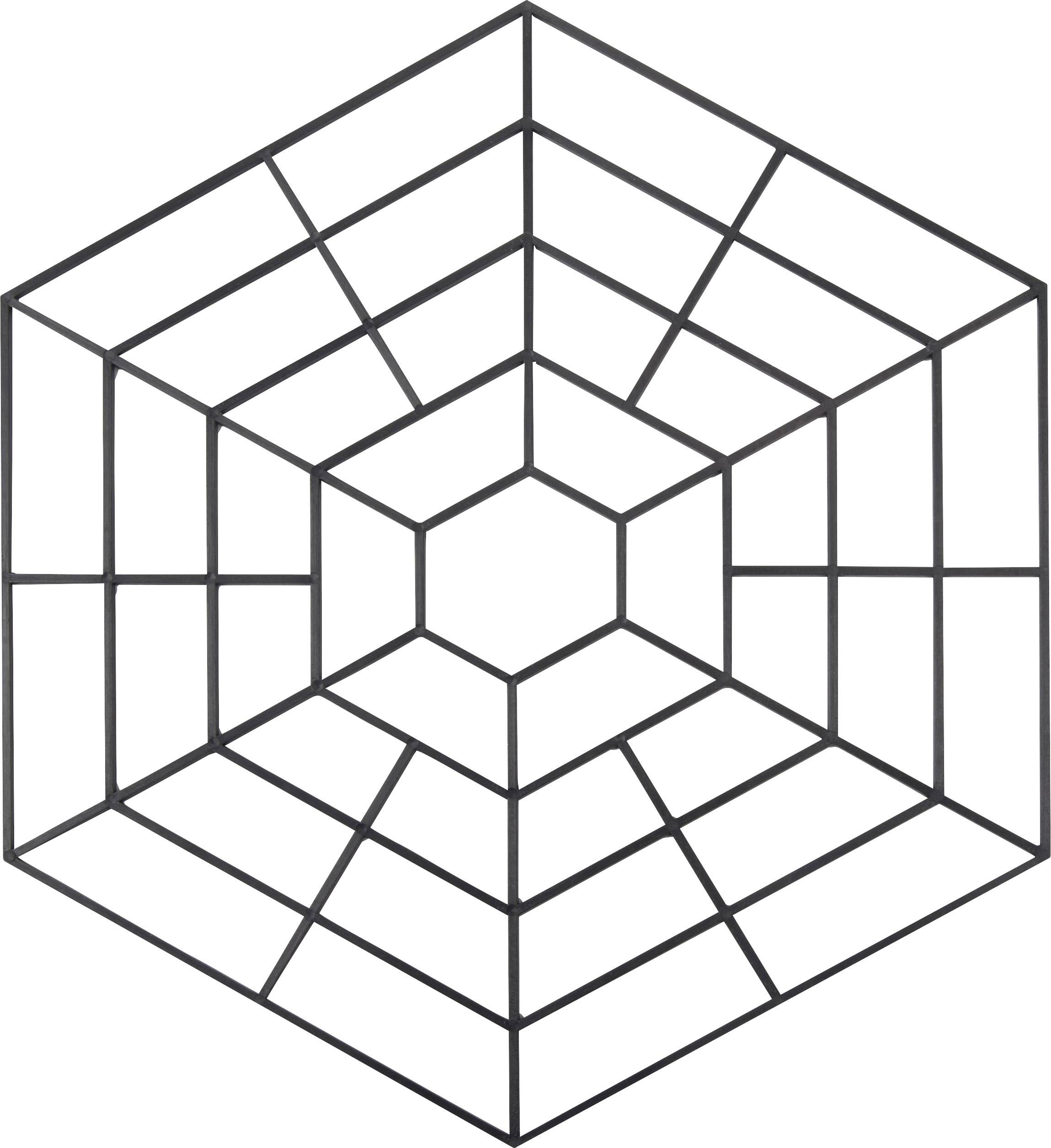 Geometrijski oblik sličan šesterokutnoj paučinoj mreži, sastavljen od simetrično raspoređenih linija.