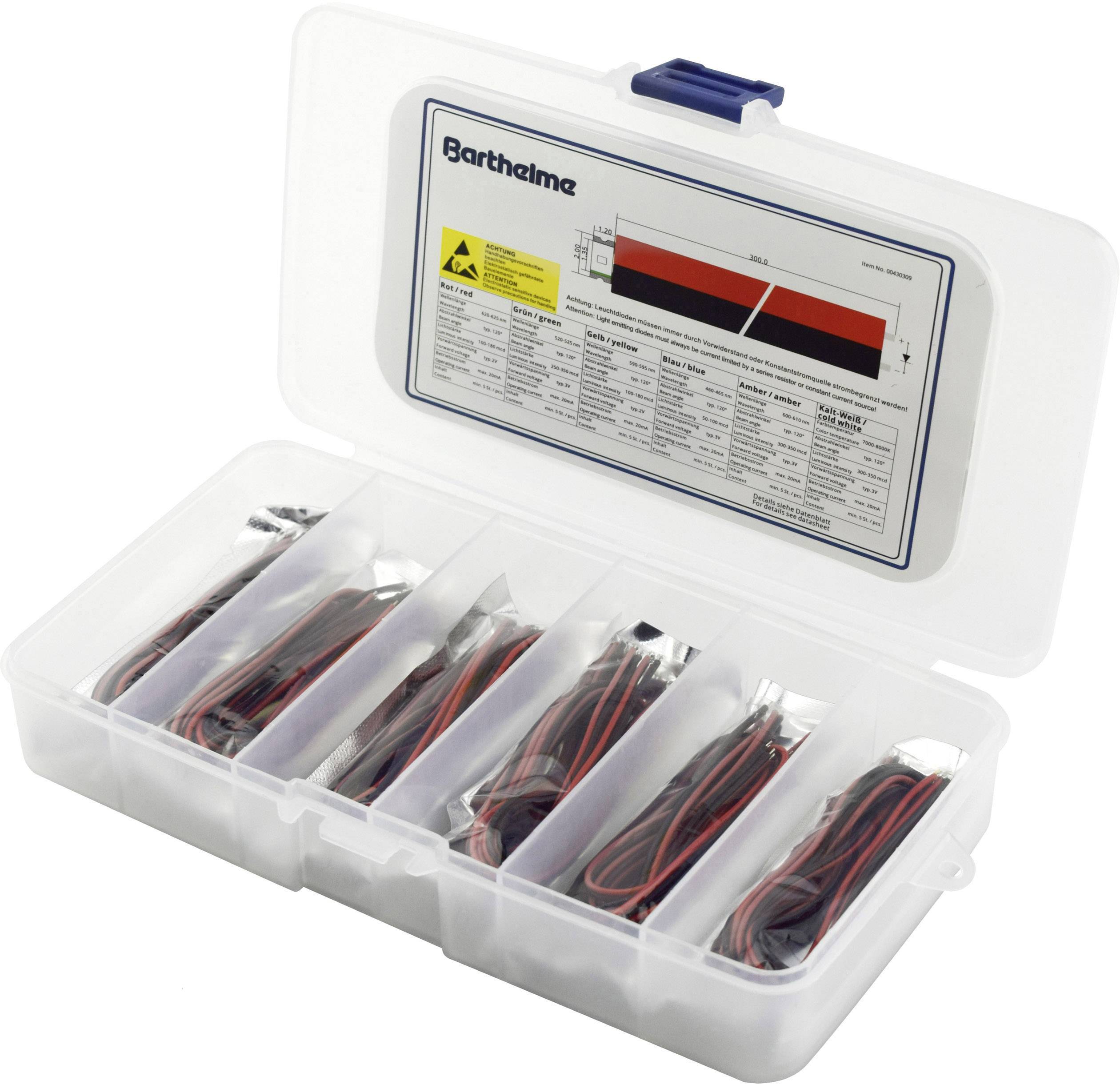 Barthelme LED-assortiment Rood, Blauw, Groen, Geel, Amber, Koud-wit 50 mcd, 100 mcd, 250 mcd, 300 mcd 120 ° 20 mA 2 V, 3 V afbeelding