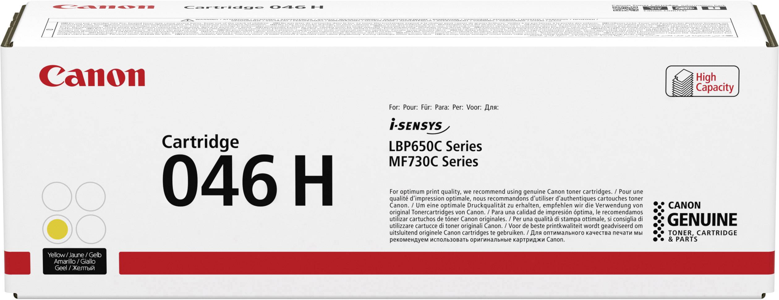 Produktno pakiranje za Canon printer tinte, model 046 H. Kompatibilno s LBP650C i MF730C serijama. Visoki kapacitet.