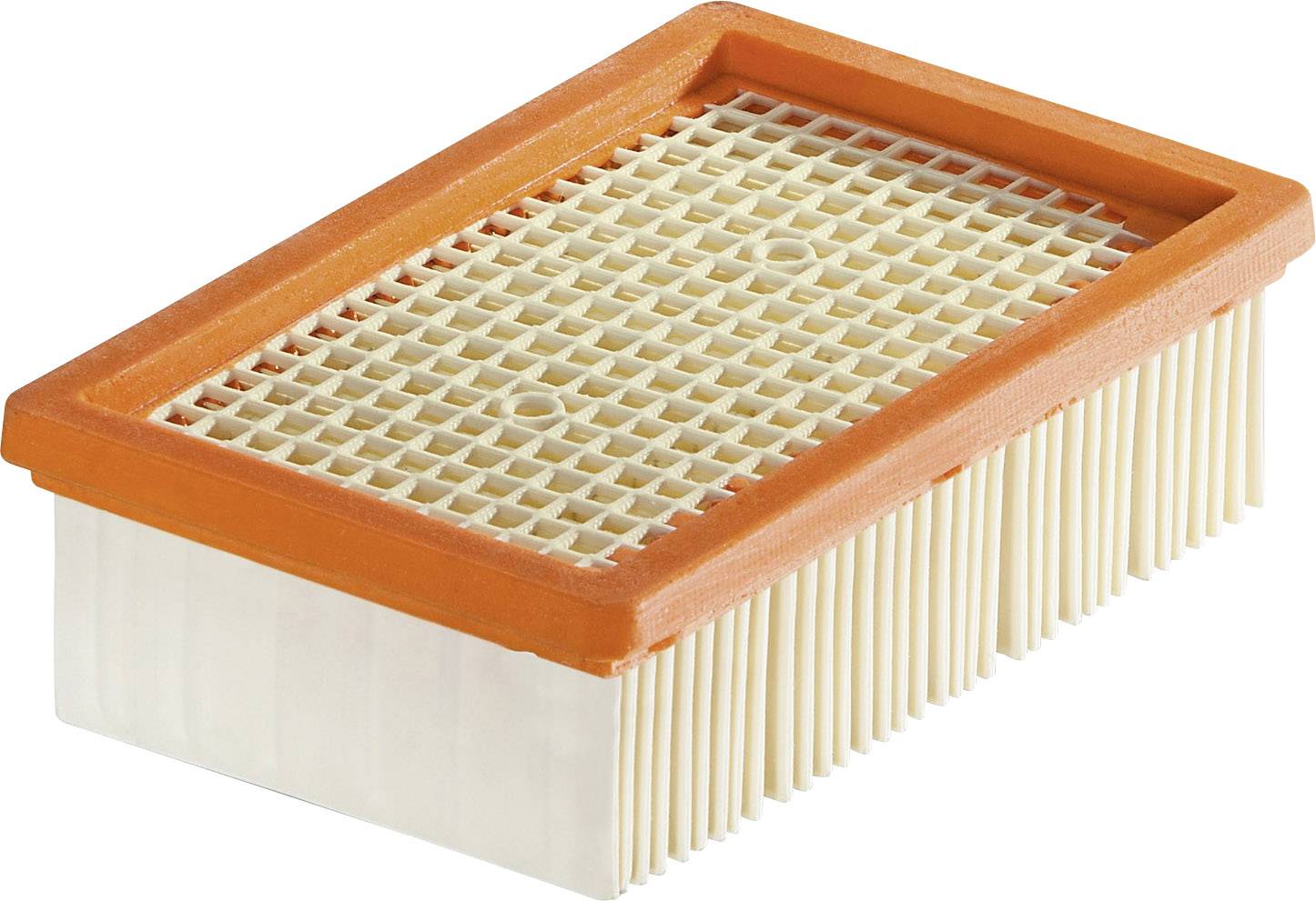 Filter zraka s pravokutnim plastičnim okvirom, rešetkastom strukturom na vrhu, namijenjen pročišćavanju zraka u motorima vozila.