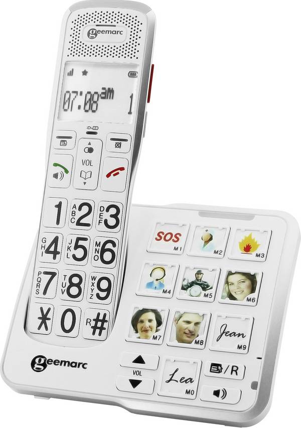Geemarc AMPLIDECT 595 PHOTO bežični telefon za seniore responder, tipke foto osvjetljeni zaslon bijela
