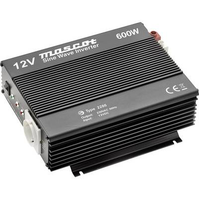 '12V sinusni pretvarač, 600W snage, Ulaz: 12VDC, Izlaz: 120VAC 50Hz. Crni uređaj s rashladnim rebrima i priključnim portovima.'