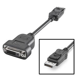 Crni adapter kabel koji ide od DisplayPort utikača do DVI utičnice, pogodan za spajanje monitora.