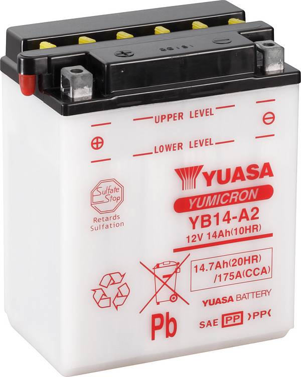 Yuasa YB14-A2 baterije za motor 12 V 14 Ah  Tip pola: Vijčani spoj tipa 8