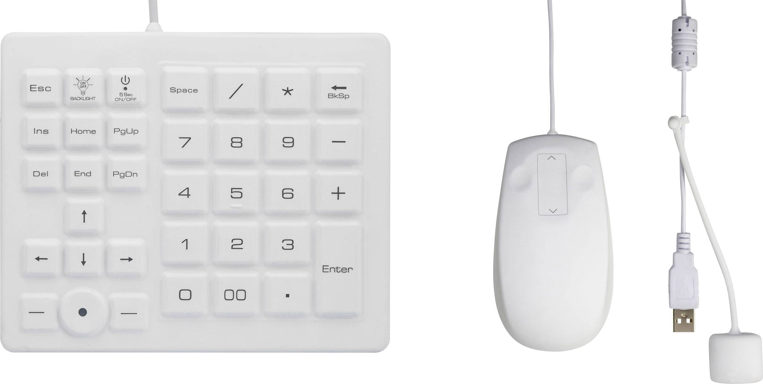 Renkforce USB numerička tipkovnica, set miša zaštita od prskanja, zaštita od prašine, s Trackball crna