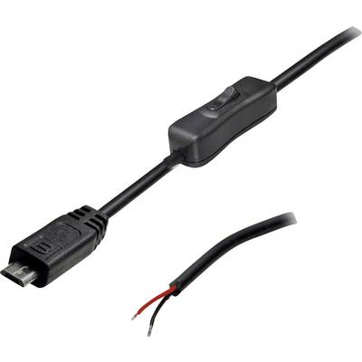 Crni USB kabel sa prekidačem i otvorenim krajevima kabela.